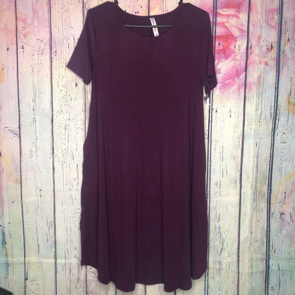 Zenana| midi dress with pockets, deep purple